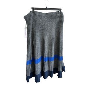 Liz Claiborne Women's Gray Striped Flare Maxi Skirt Casual